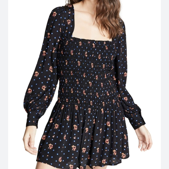Free People Puff Sleeve Ruffle Floral Mini Dress - Picture 1 of 4